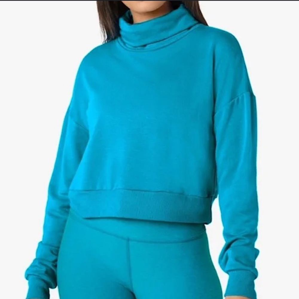 Beyond Yoga All Time Cropped Yoga Pullover Blue Glow XL
